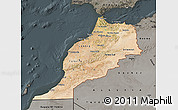 Satellite Map of Morocco, darken, semi-desaturated