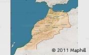 Satellite Map of Morocco, lighten, semi-desaturated, land only