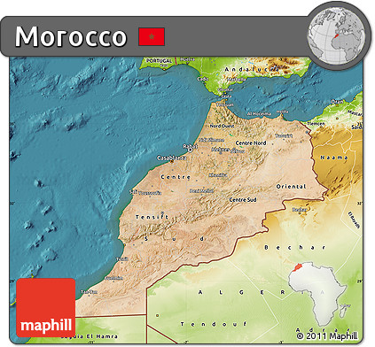 Satellite Map of Morocco, physical outside, satellite sea
