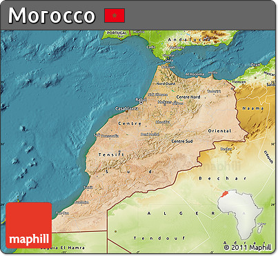 Satellite Map of Morocco, physical outside, satellite sea