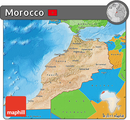 Satellite Map of Morocco, political outside