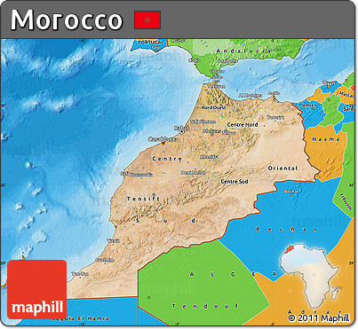 Satellite Map of Morocco, political outside
