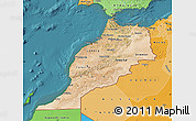 Satellite Map of Morocco, political shades outside, satellite sea