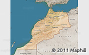 Satellite Map of Morocco, semi-desaturated, land only
