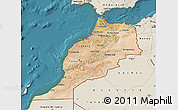 Satellite Map of Morocco, shaded relief outside, satellite sea