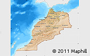 Satellite Map of Morocco, single color outside, bathymetry sea