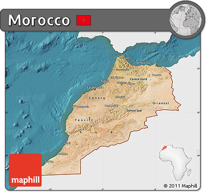 Satellite Map of Morocco, single color outside