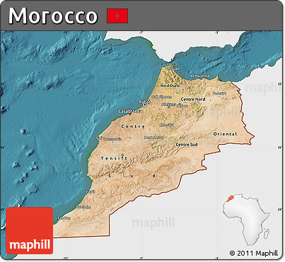 Satellite Map of Morocco, single color outside