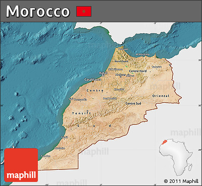 Satellite Map of Morocco, single color outside