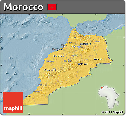 Savanna Style Map of Morocco, single color outside