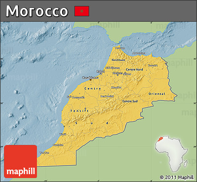 Savanna Style Map of Morocco, single color outside