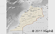 Shaded Relief Map of Morocco, desaturated