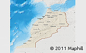 Shaded Relief Map of Morocco, lighten, semi-desaturated, land only