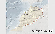 Shaded Relief Map of Morocco, lighten, semi-desaturated