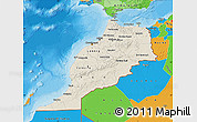 Shaded Relief Map of Morocco, political outside