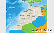 Shaded Relief Map of Morocco, political outside, shaded relief sea