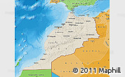 Shaded Relief Map of Morocco, political shades outside