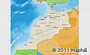 Shaded Relief Map of Morocco, political shades outside, shaded relief sea