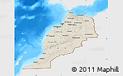 Shaded Relief Map of Morocco, single color outside, bathymetry sea