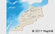 Shaded Relief Map of Morocco, single color outside