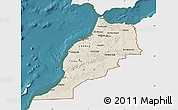 Shaded Relief Map of Morocco, single color outside, satellite sea