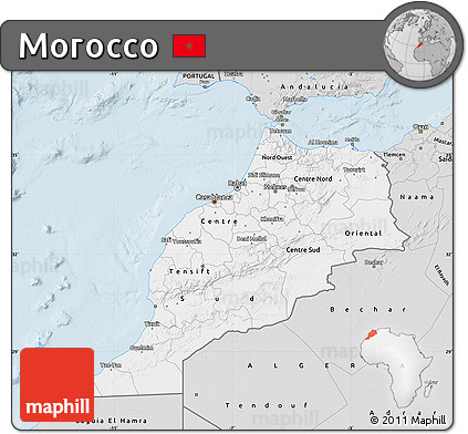 Silver Style Map of Morocco