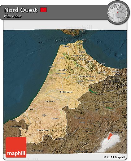 Satellite 3D Map of Nord Ouest, darken
