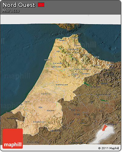 Satellite 3D Map of Nord Ouest, darken