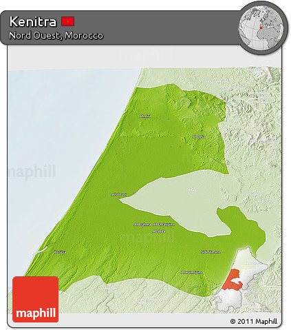 Physical 3D Map of Kenitra, lighten