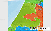 Physical 3D Map of Kenitra, political outside