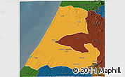 Political 3D Map of Kenitra, darken