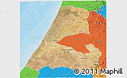 Satellite 3D Map of Kenitra, political outside