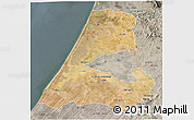 Satellite 3D Map of Kenitra, semi-desaturated