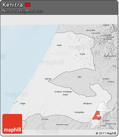 Silver Style 3D Map of Kenitra