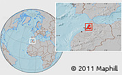 Gray Location Map of Kenitra, hill shading