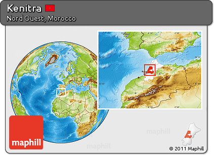 Physical Location Map of Kenitra, highlighted parent region