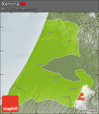 Physical Map of Kenitra, semi-desaturated