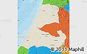 Shaded Relief Map of Kenitra, political outside