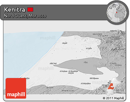 Gray Panoramic Map of Kenitra