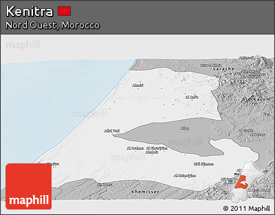 Gray Panoramic Map of Kenitra
