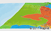 Physical Panoramic Map of Kenitra, political outside