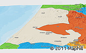 Shaded Relief Panoramic Map of Kenitra, political outside