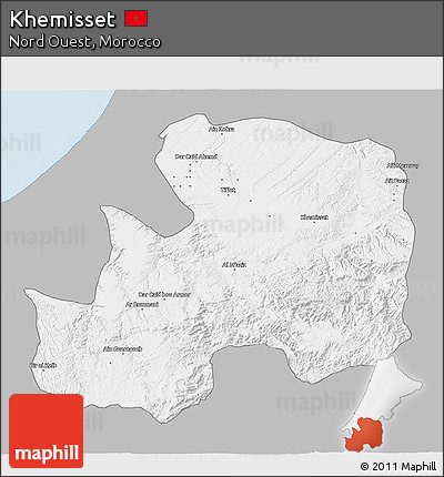 Gray 3D Map of Khemisset, single color outside
