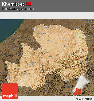 Satellite 3D Map of Khemisset, darken