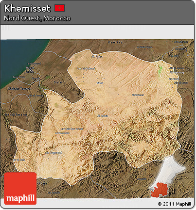 Satellite 3D Map of Khemisset, darken