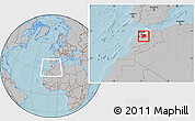 Gray Location Map of Khemisset, highlighted parent region, within the entire country, hill shading
