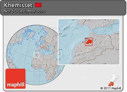 Gray Location Map of Khemisset, hill shading