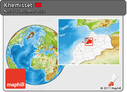 Physical Location Map of Khemisset, highlighted country
