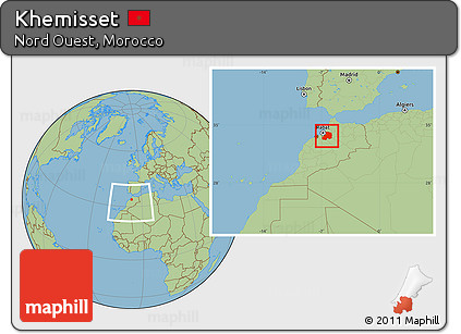 Savanna Style Location Map of Khemisset, within the entire country