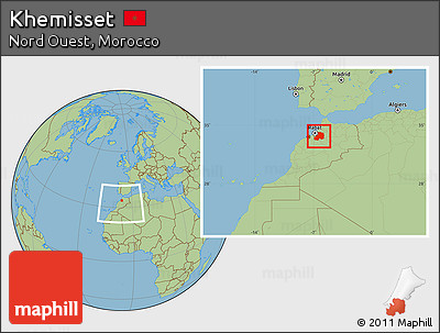 Savanna Style Location Map of Khemisset, within the entire country